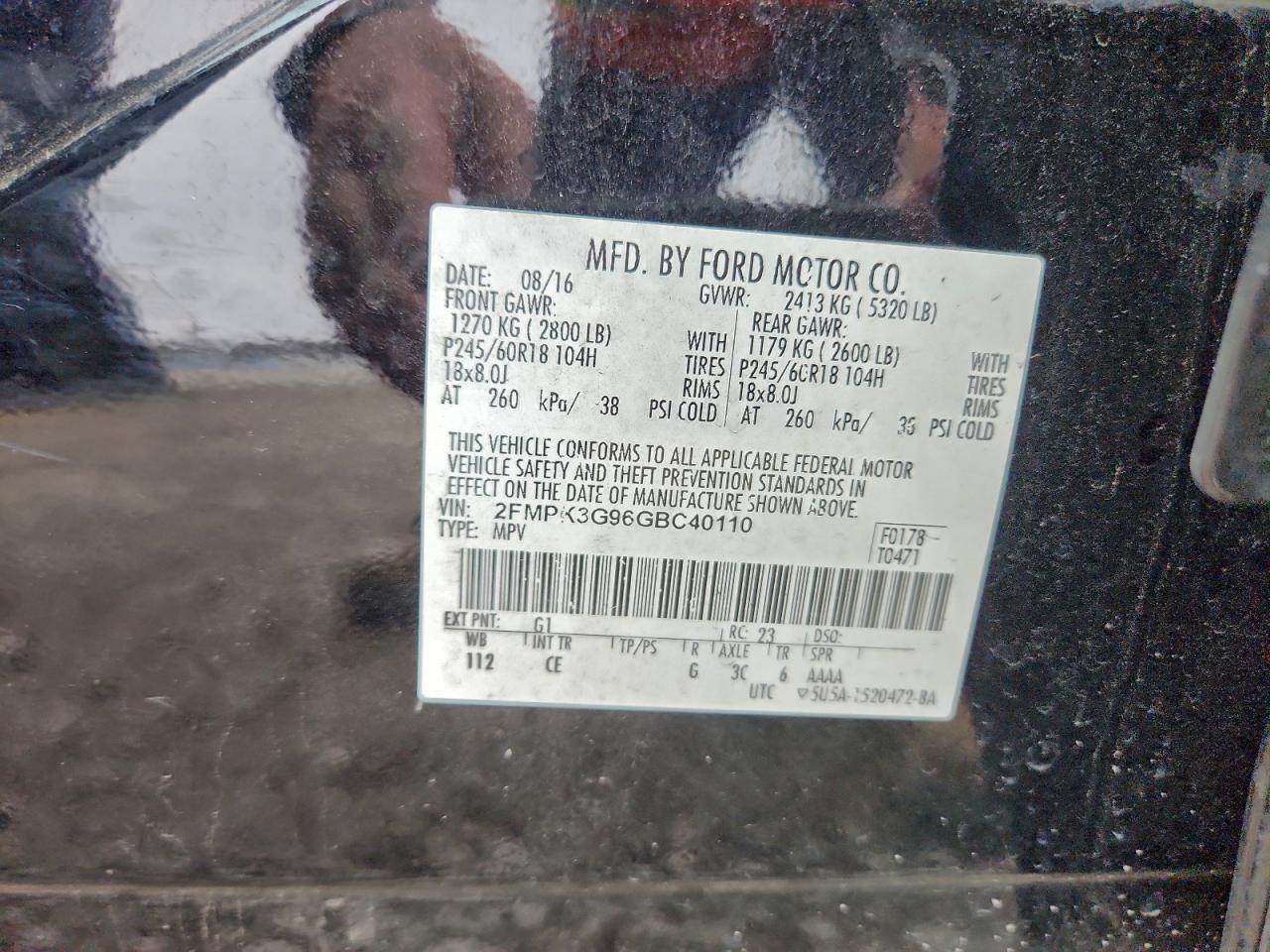 2016 Ford Edge Se VIN: 2FMPK3G96GBC40110 Lot: 93559495