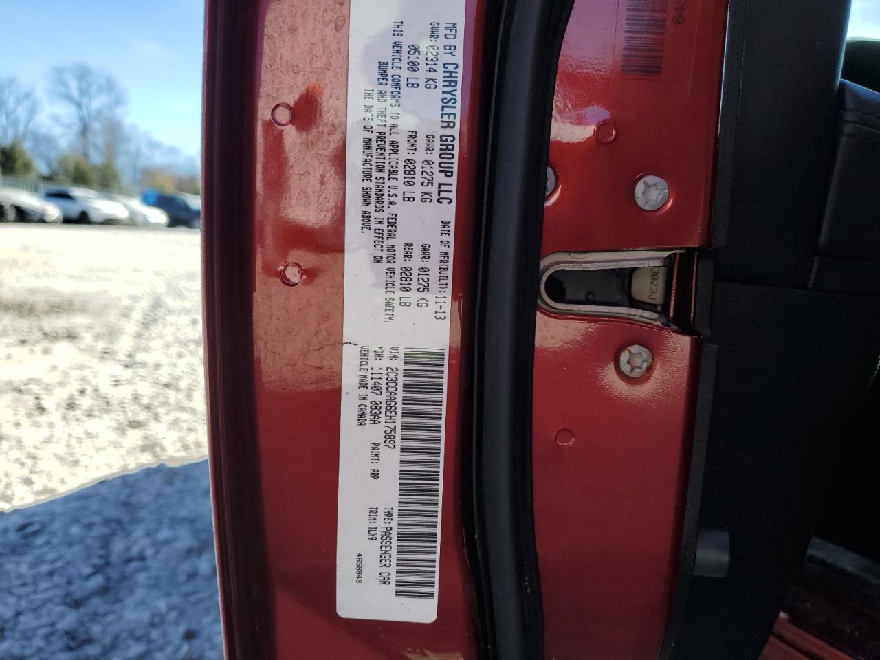 2014 Chrysler 300 VIN: 2C3CCAAG6EH175897 Lot: 93558635