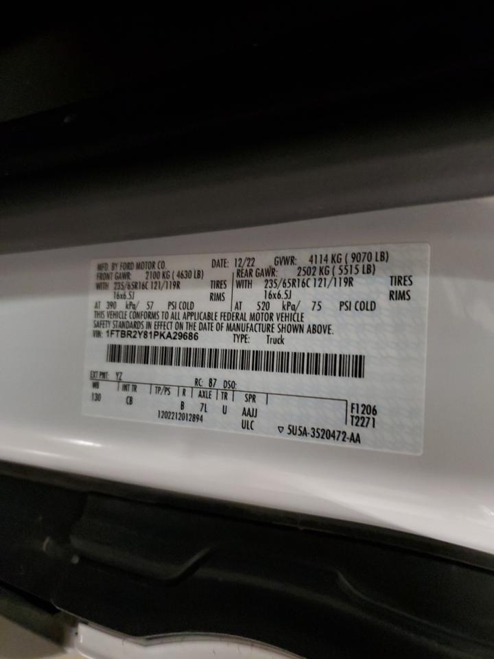 2023 Ford Transit T-250 VIN: 1FTBR2Y81PKA29686 Lot: 91192545