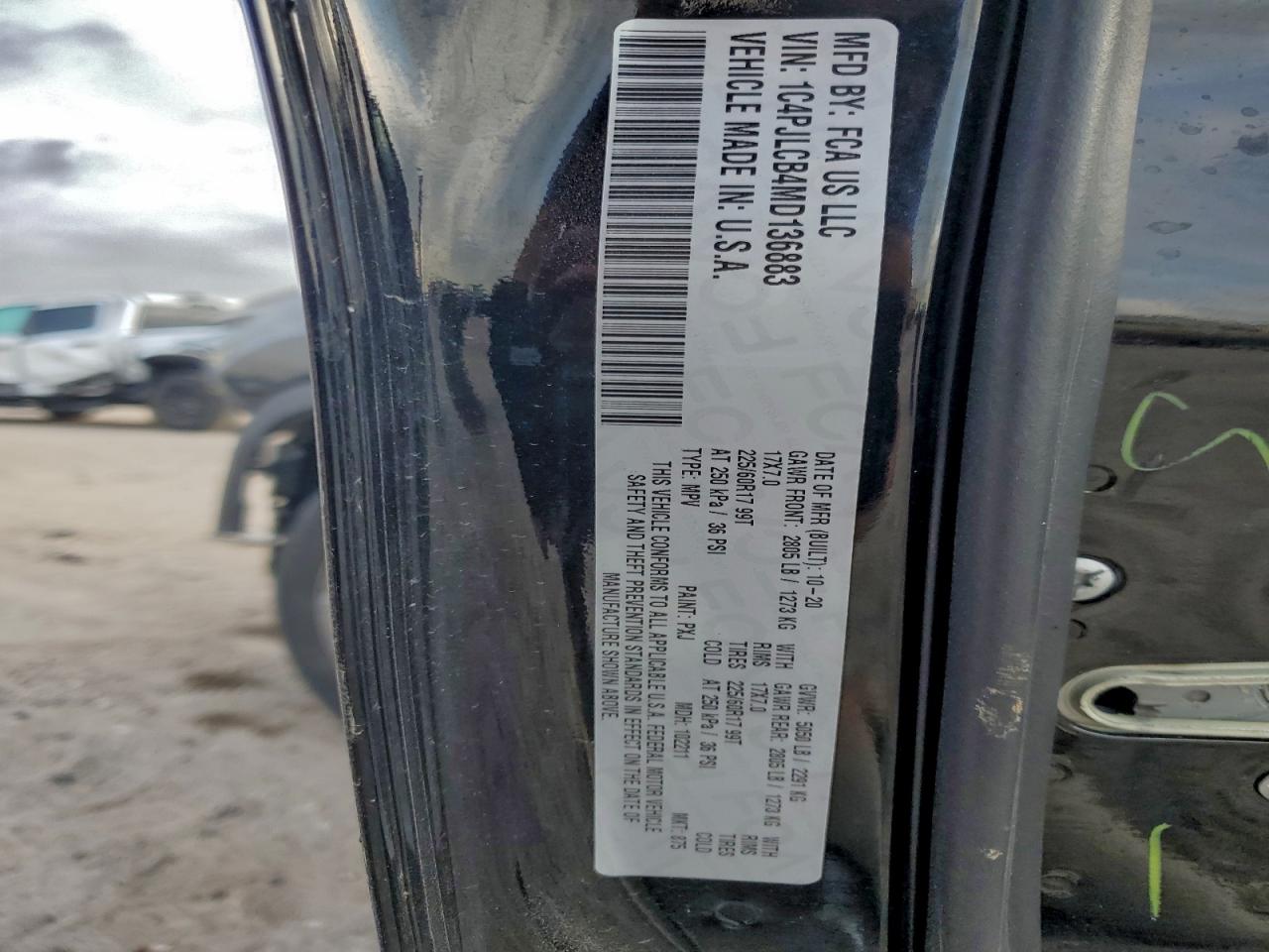 2021 Jeep Cherokee Latitude VIN: 1C4PJLCB4MD136883 Lot: 93519705