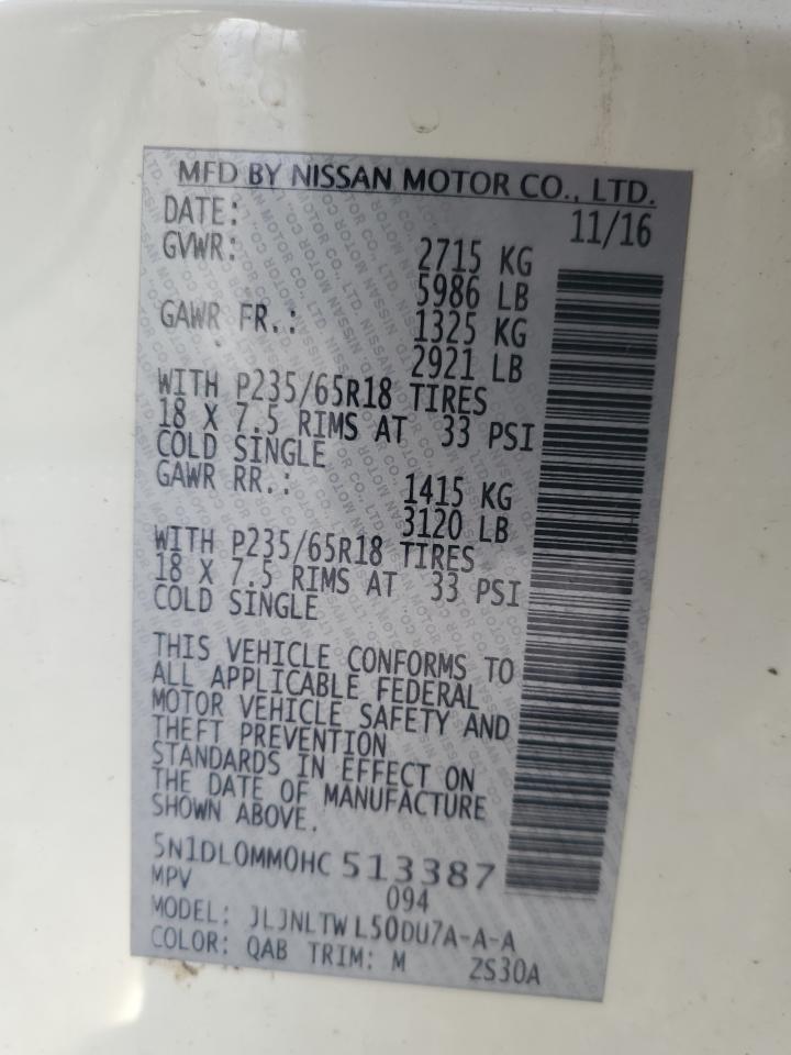 2017 Infiniti Qx60 VIN: 5N1DL0MM0HC513387 Lot: 91033195