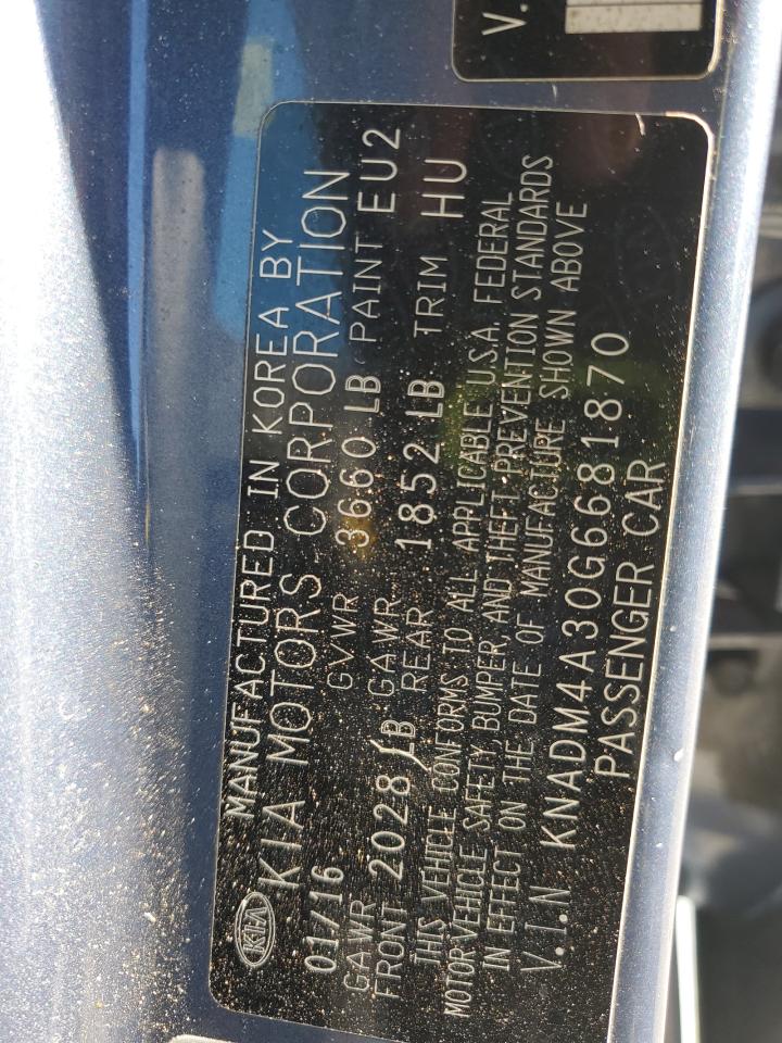 2016 Kia Rio Lx VIN: KNADM4A30G6681870 Lot: 92460155