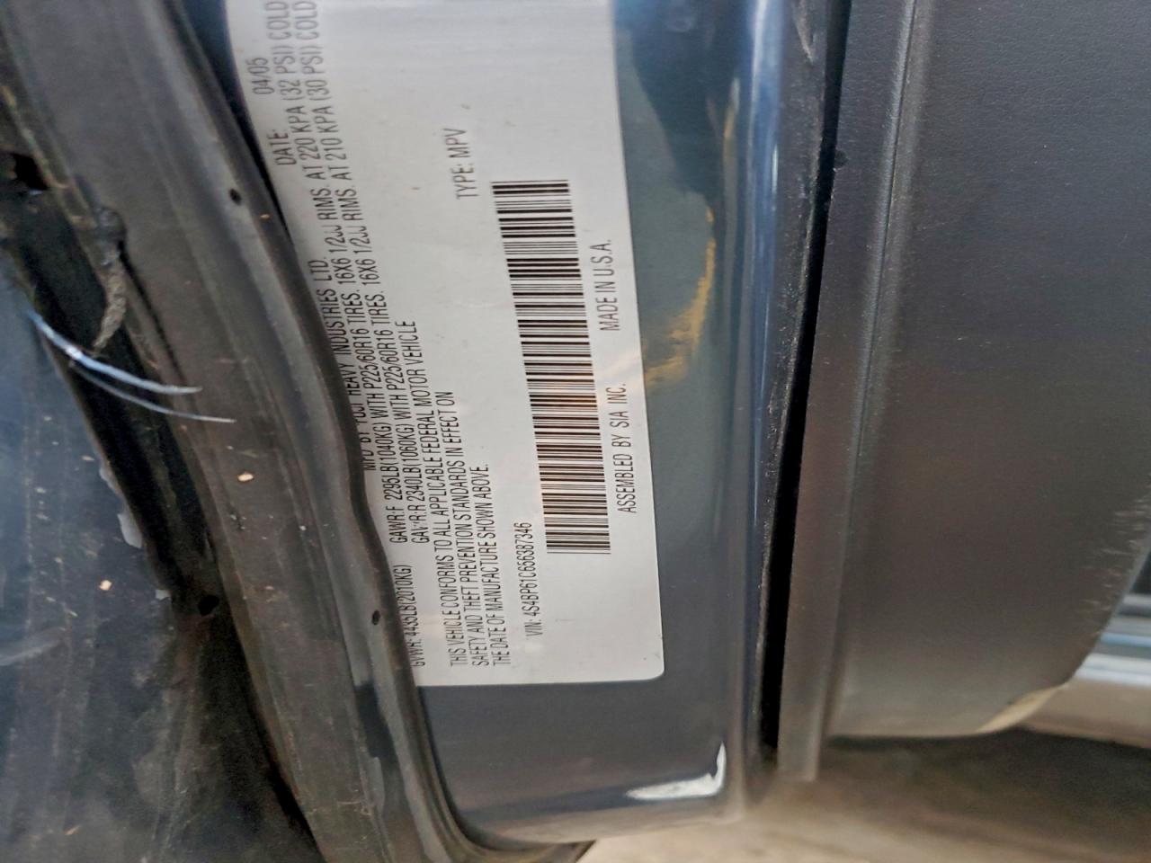 2005 Subaru Legacy Outback 2.5I VIN: 4S4BP61C656387346 Lot: 93913995