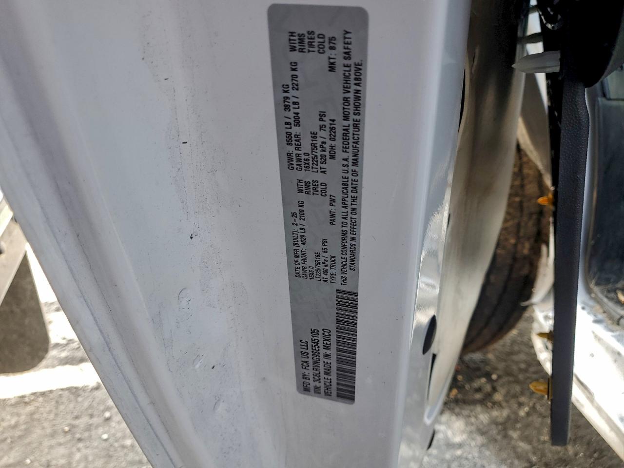 2025 Ram Promaster 1500 1500 Standard VIN: 3C6LRVNG9SE545105 Lot: 93751405