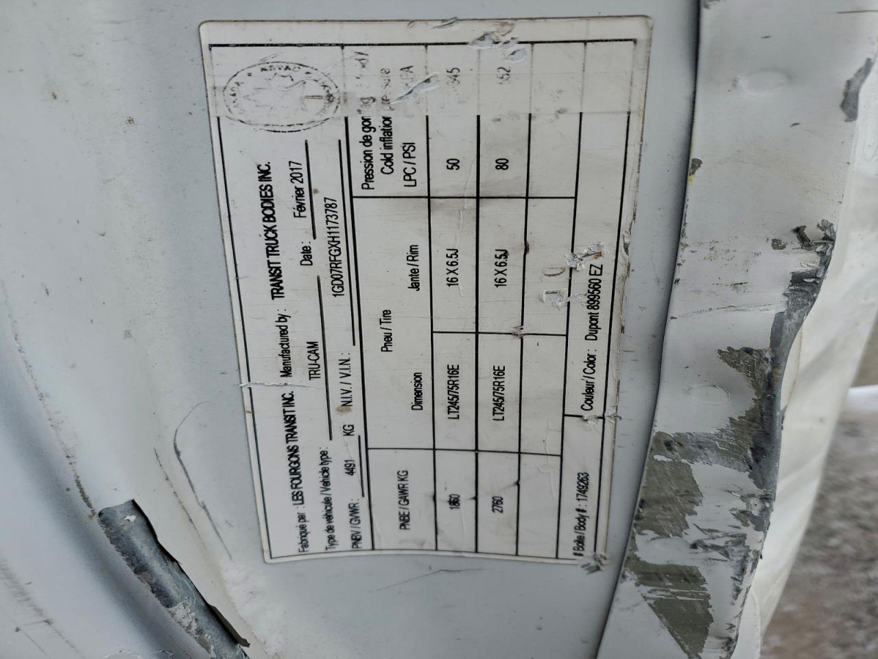 2017 GMC Savana Cutaway G3500 VIN: 1GD07RFGXH1173787 Lot: 93691165