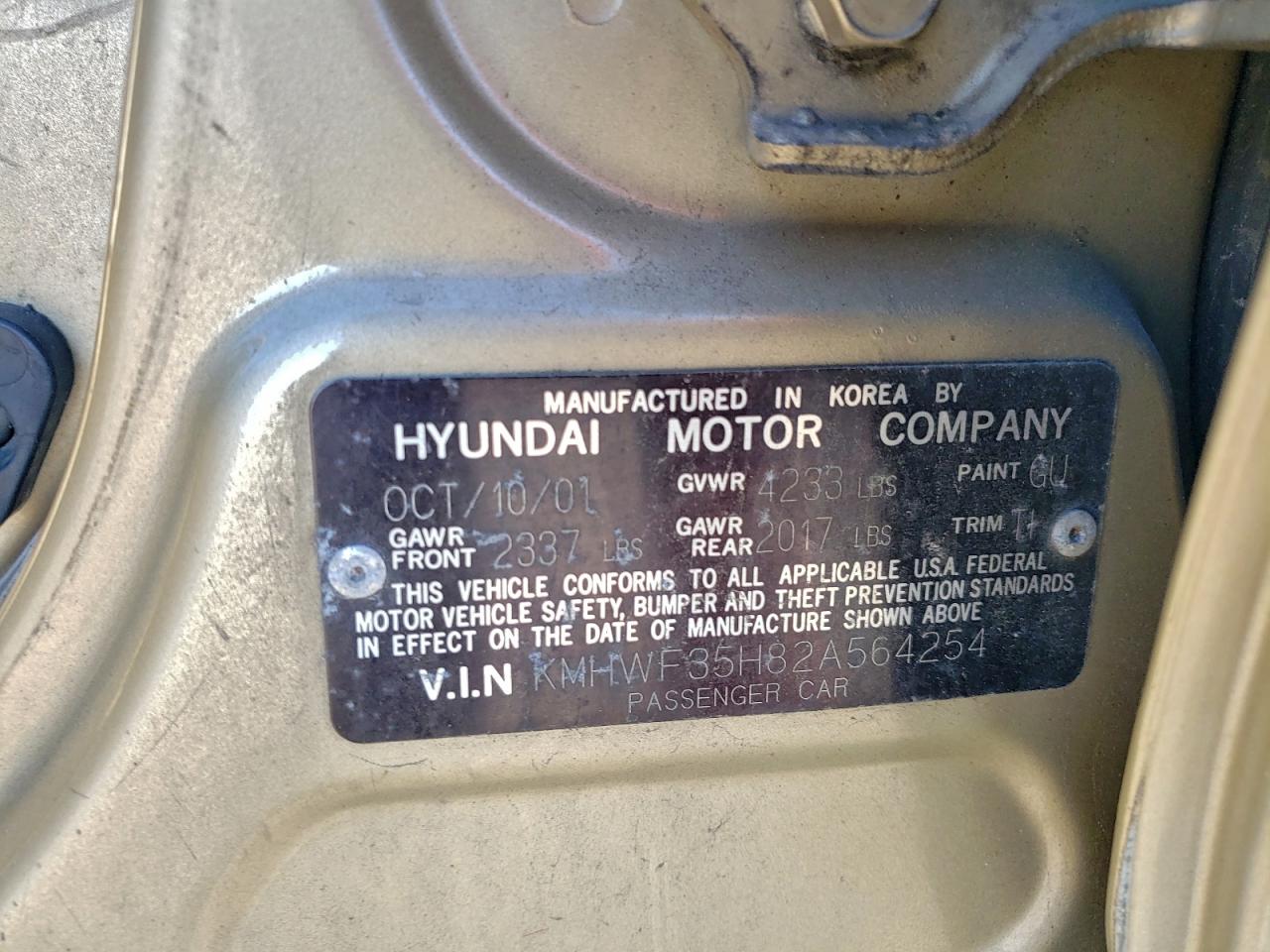 2002 Hyundai Sonata Gls VIN: KMHWF35H82A564254 Lot: 94222095