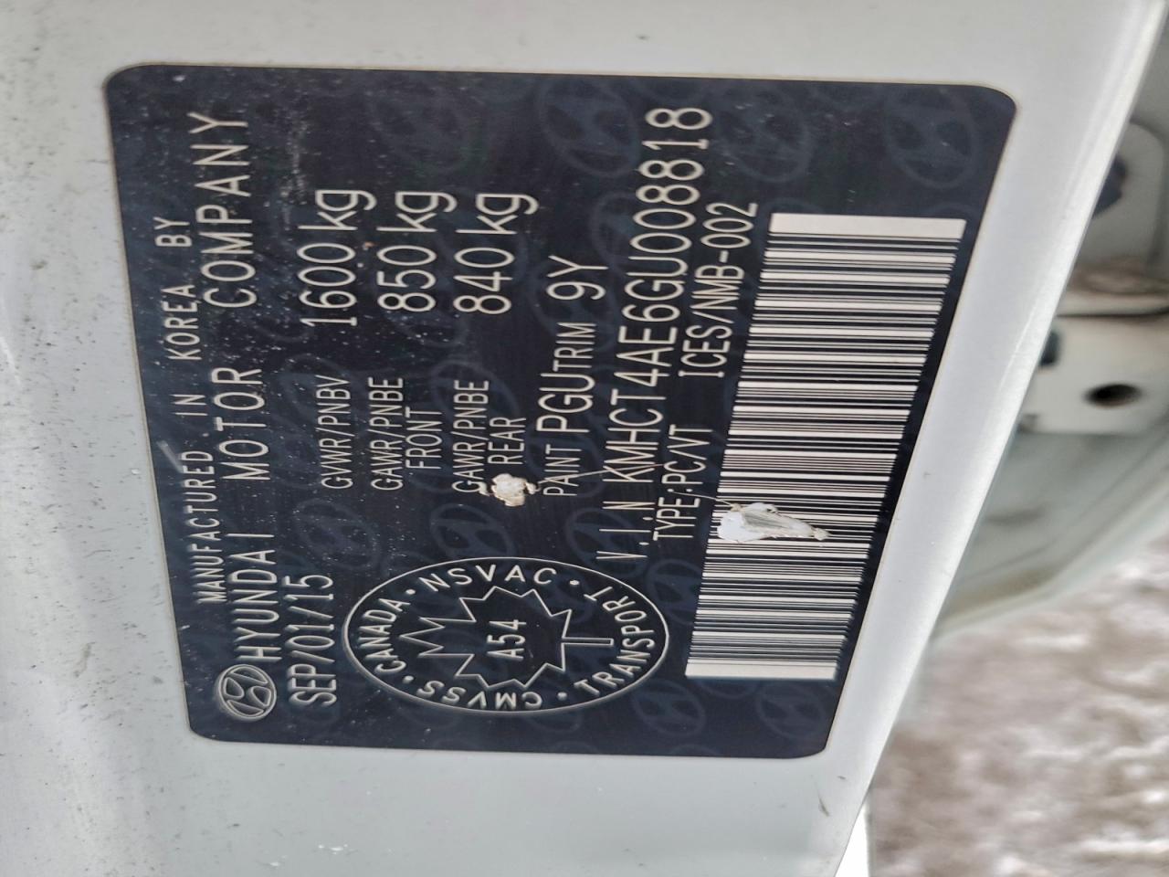 2016 Hyundai Accent Se VIN: KMHCT4AE6GU008818 Lot: 94977435