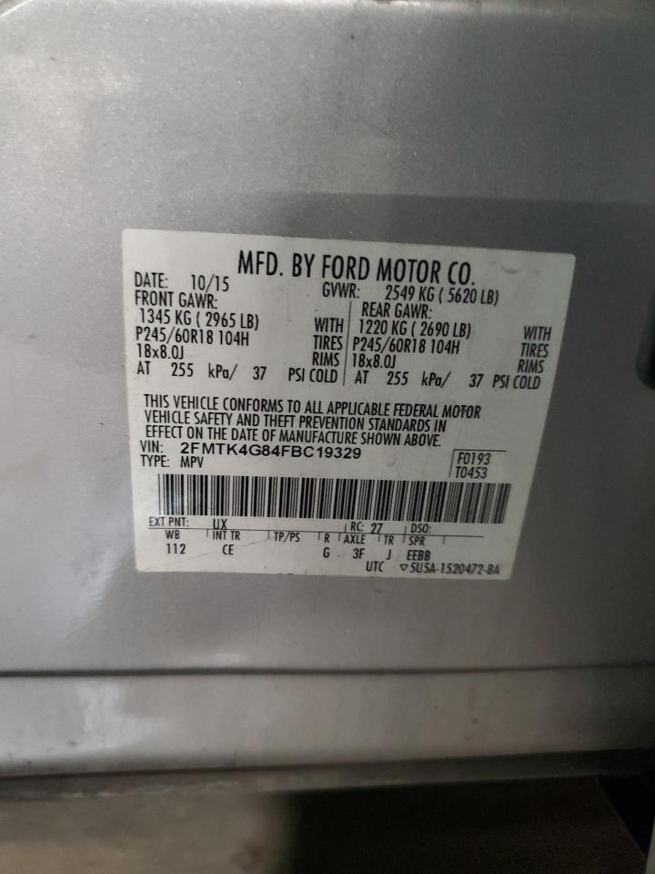 2015 Ford Edge Se VIN: 2FMTK4G84FBC19329 Lot: 92013025