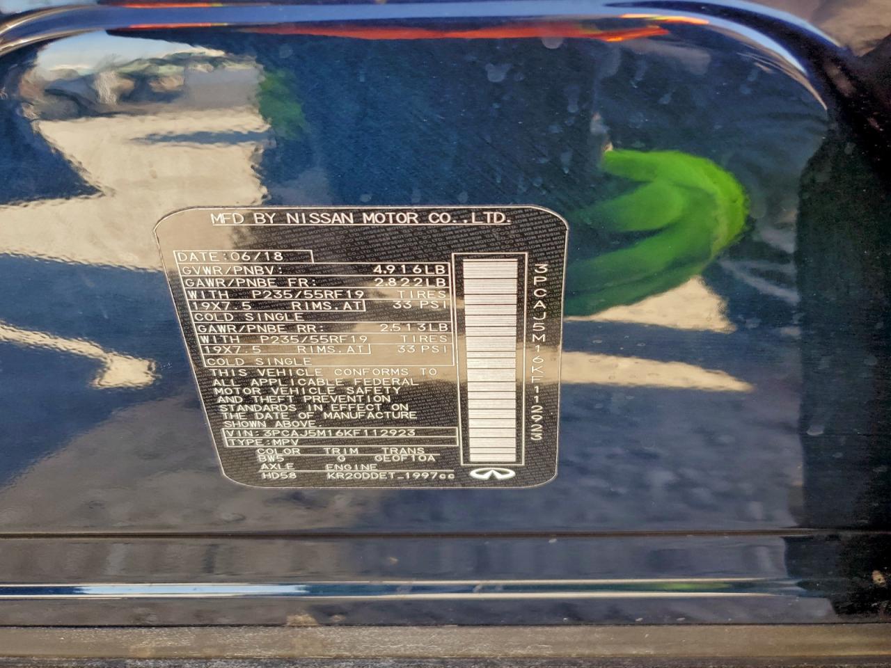 2019 Infiniti Qx50 Essential VIN: 3PCAJ5M16KF112923 Lot: 94069245