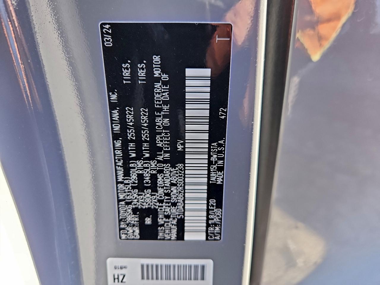 2024 Lexus Tx 500H F Sport Premium VIN: 5TDABAB62RS003238 Lot: 94125655