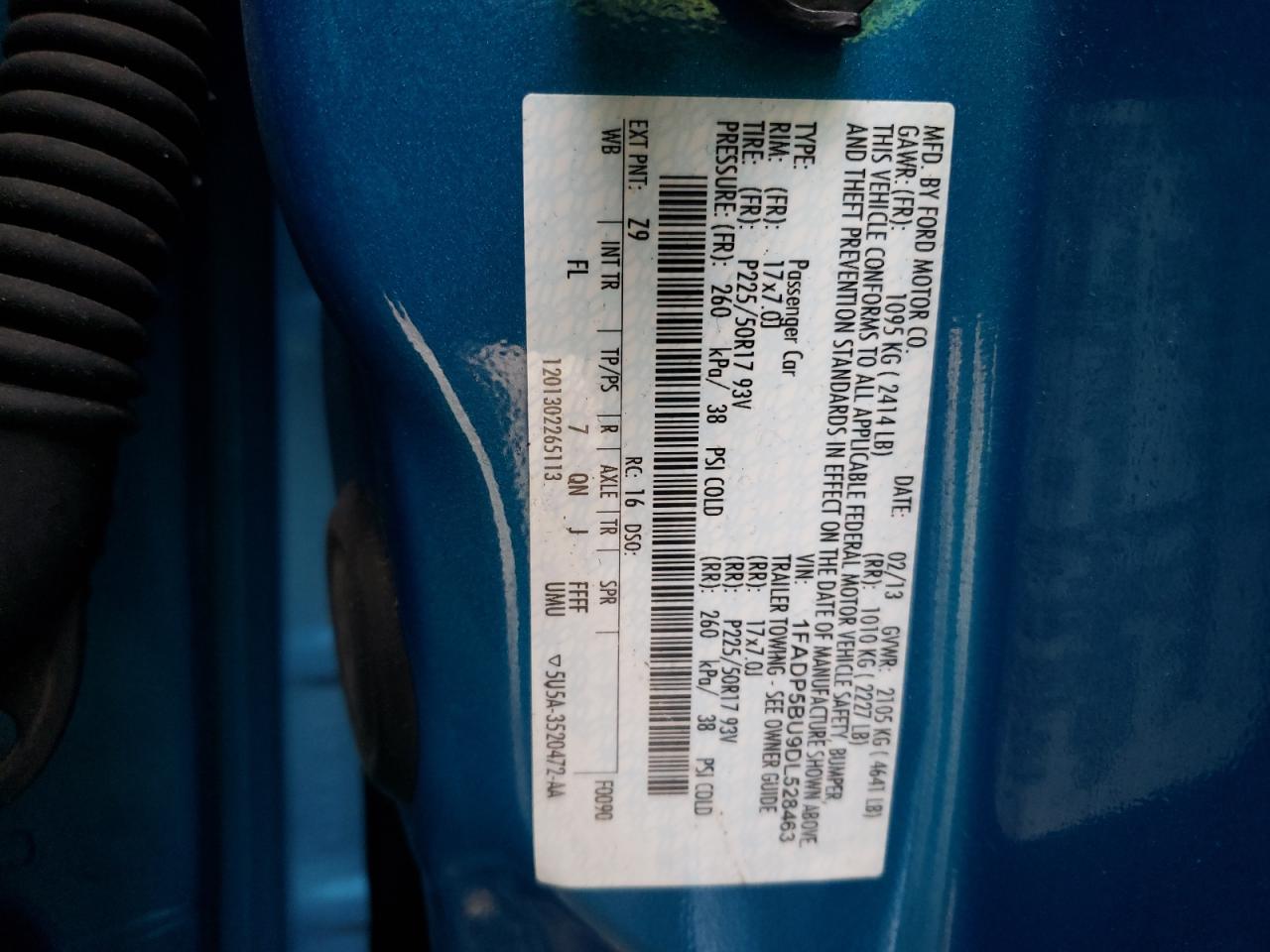 2013 Ford C-Max Sel VIN: 1FADP5BU9DL528463 Lot: 93121635