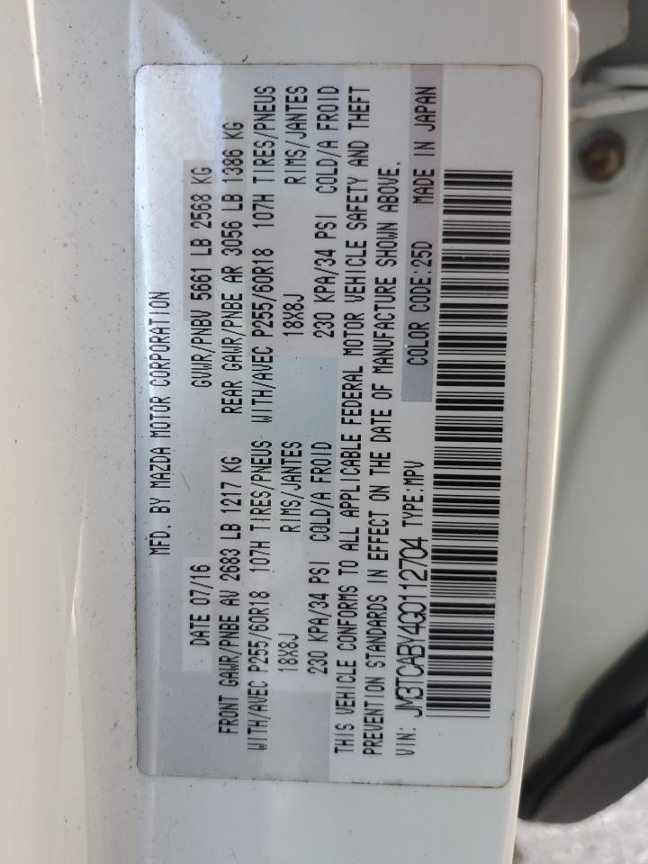 2016 Mazda Cx-9 Touring VIN: JM3TCABY4G0112704 Lot: 90470715