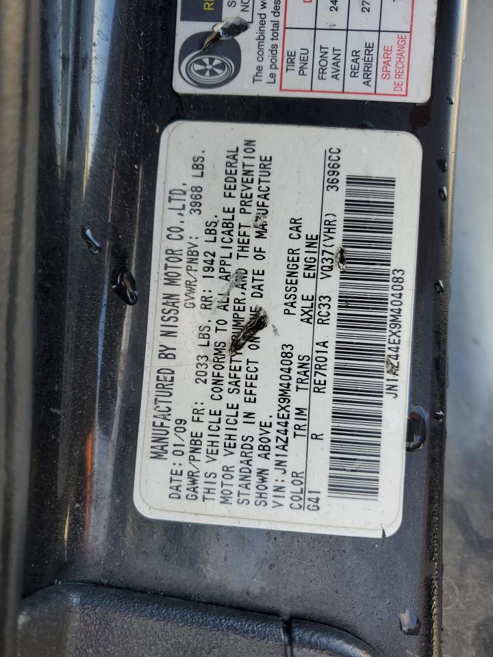 2009 Nissan 370Z VIN: JN1AZ44EX9M404083 Lot: 91008375