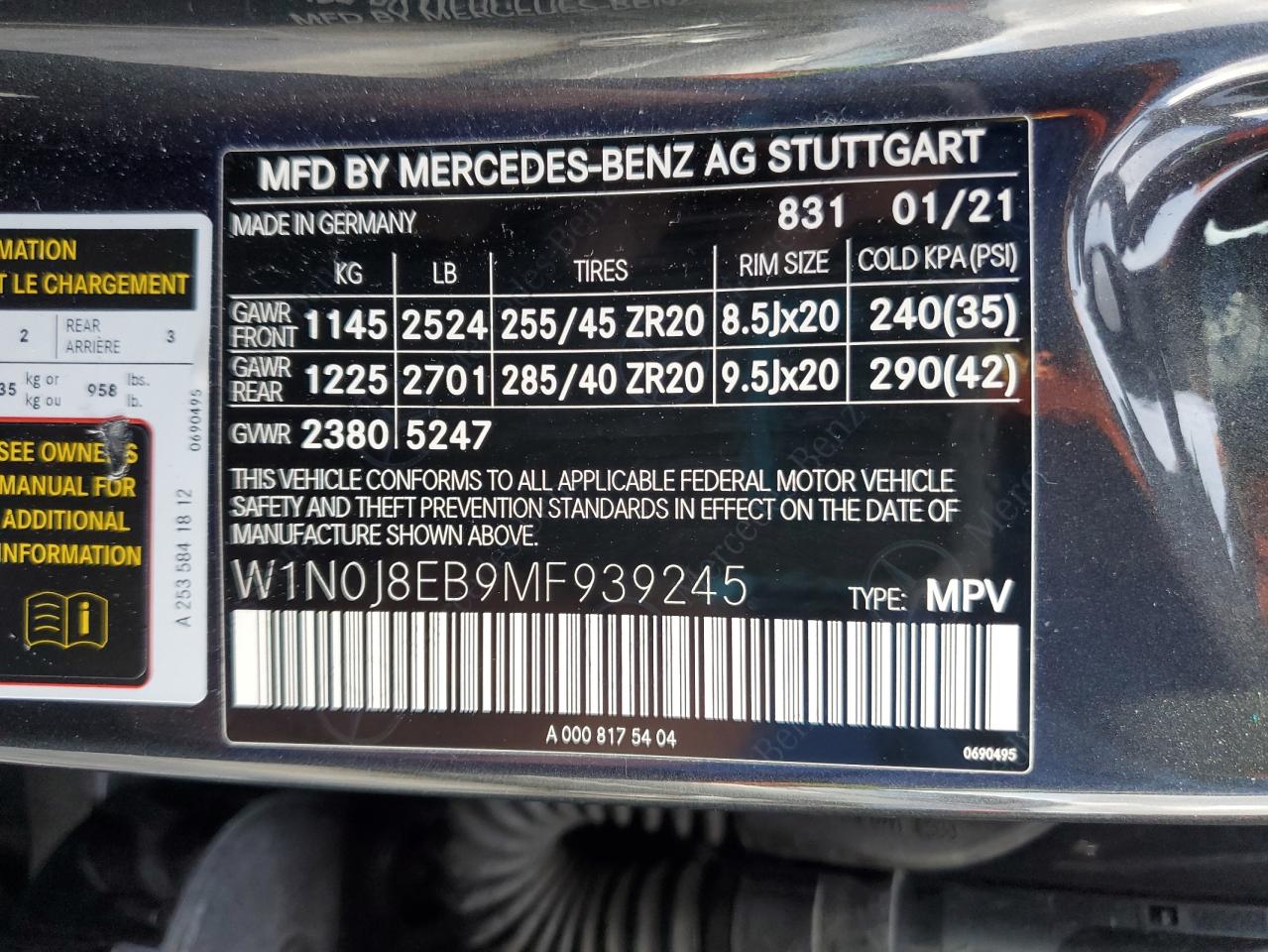 2021 Mercedes-Benz Glc Coupe 300 4Matic VIN: W1N0J8EB9MF939245 Lot: 93330735