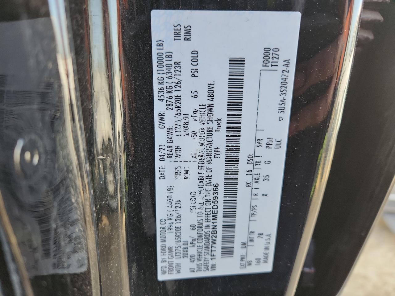 2022 Ford F250 Super Duty VIN: 1FT8W2BT8NED88738 Lot: 91488015