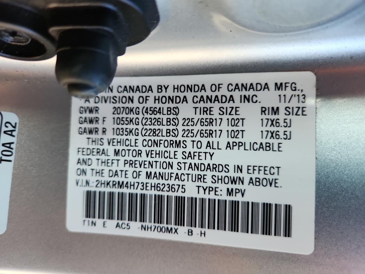 2014 Honda Cr-V Exl VIN: 2HKRM4H73EH623675 Lot: 91346655