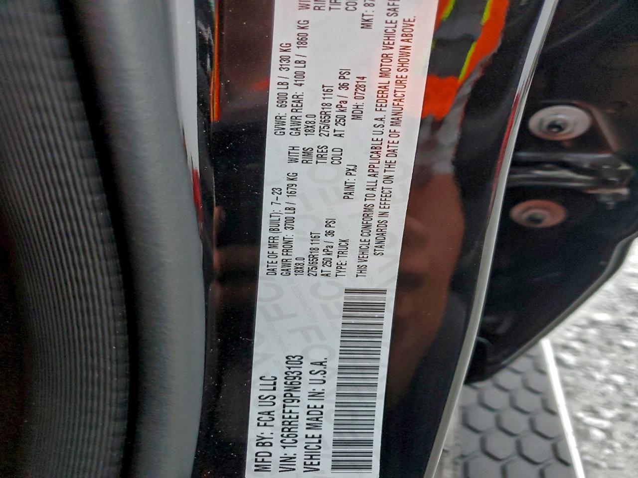 2023 Ram 1500 Big Horn/Lone Star VIN: 1C6RREFT9PN693103 Lot: 94028445