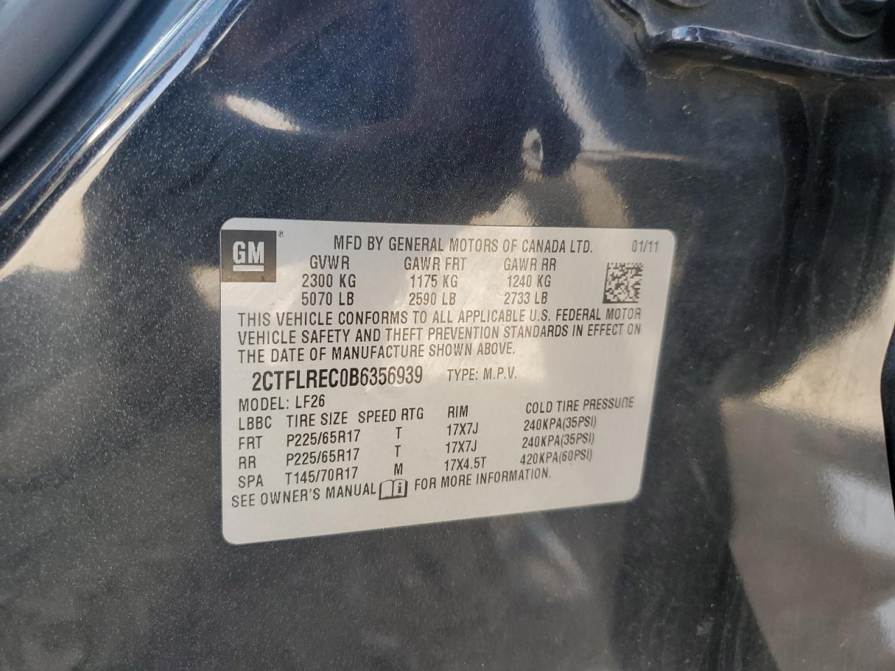 2011 GMC Terrain Sle VIN: 2CTFLREC0B6356939 Lot: 92054645