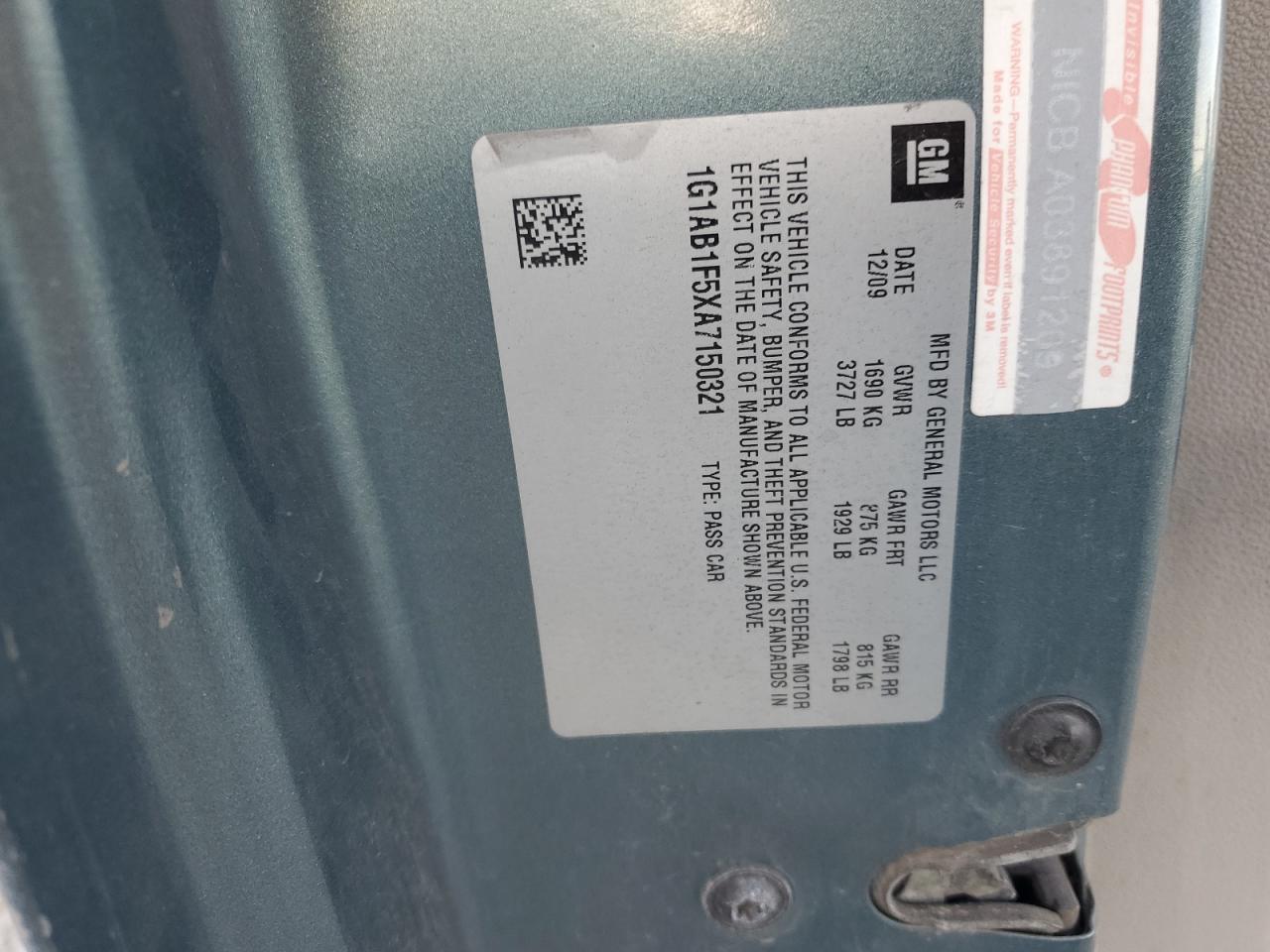 2010 Chevrolet Cobalt Ls VIN: 1G1AB1F5XA7150321 Lot: 93057435