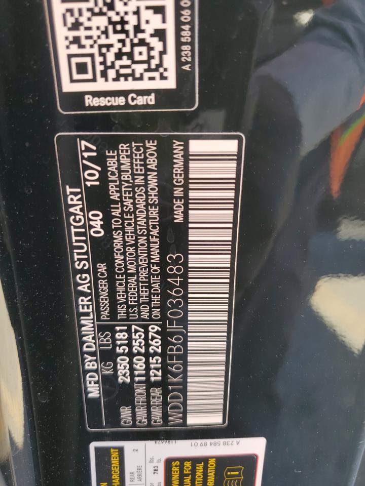 2018 Mercedes-Benz E 400 VIN: WDD1K6FB6JF036483 Lot: 92258515