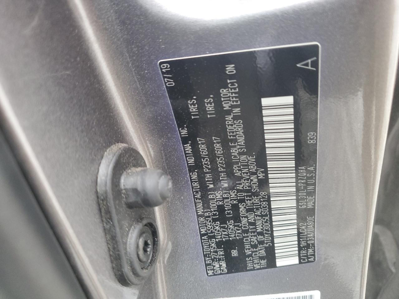 2020 Toyota Sienna Xle VIN: 5TDYZ3DC5LS038128 Lot: 93777115