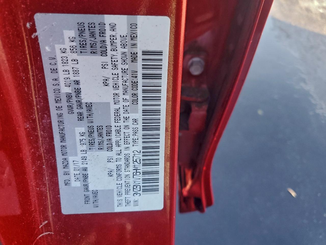 2017 Mazda 3 Touring VIN: 3MZBN1V76HM125712 Lot: 94233305