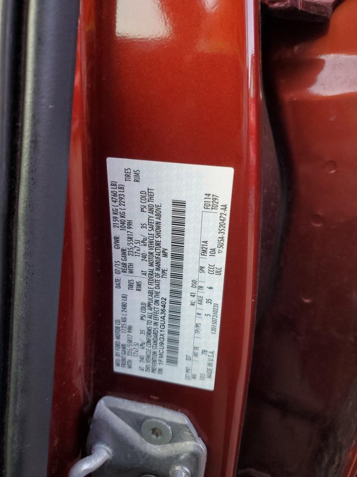 2016 Ford Escape Se VIN: 1FMCU9GX1GUA36402 Lot: 90780025