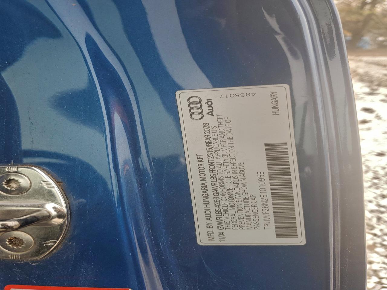 2005 Audi Tt 3.2 Quattro VIN: TRUWF28N251010959 Lot: 92525835