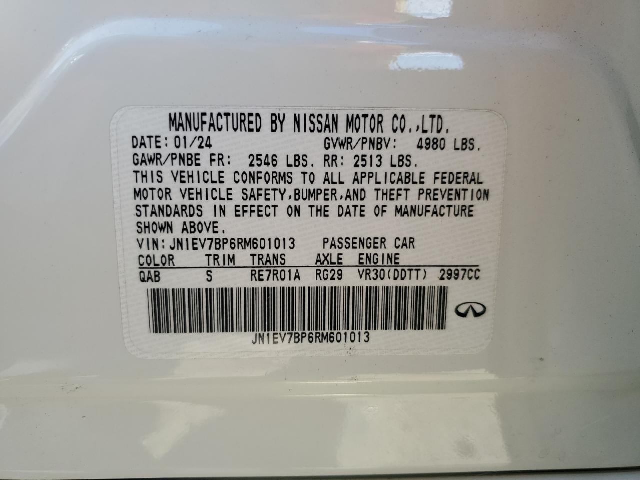 2024 Infiniti Q50 Luxe VIN: JN1EV7BP6RM601013 Lot: 90735165