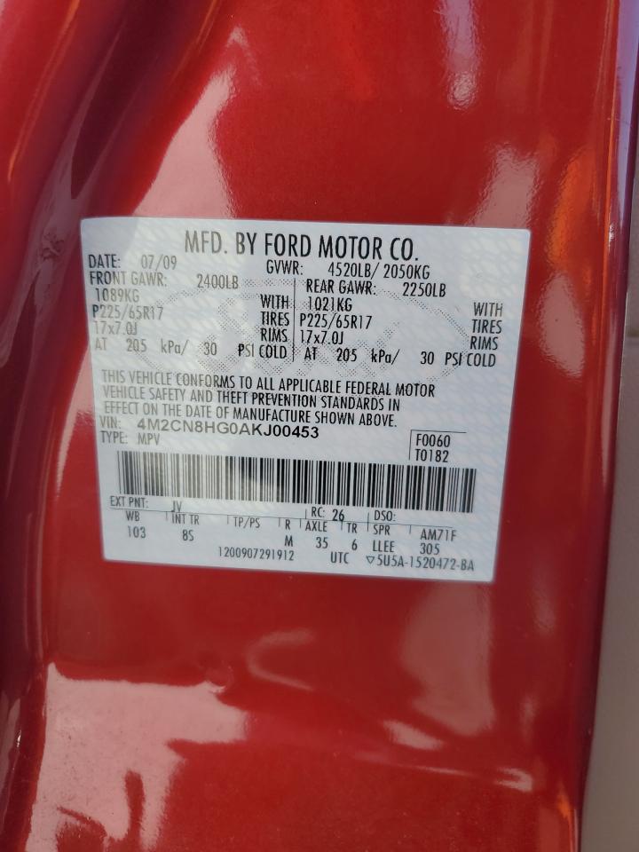 2010 Mercury Mariner Premier VIN: 4M2CN8HG0AKJ00453 Lot: 92847685