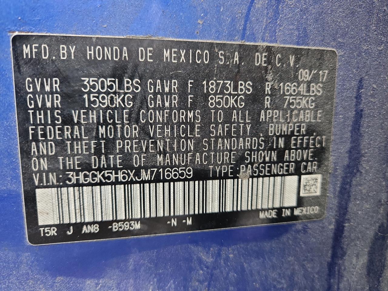 2018 Honda Fit Sport VIN: 3HGGK5H6XJM716659 Lot: 93655955