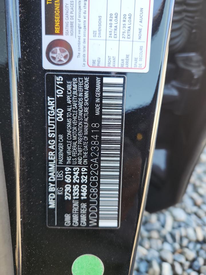 2016 Mercedes-Benz S 550 VIN: WDDUG8CB2GA238418 Lot: 93256595