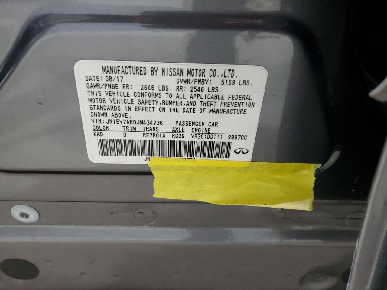 2018 Infiniti Q50 Luxe VIN: JN1EV7AR0JM434736 Lot: 90414485