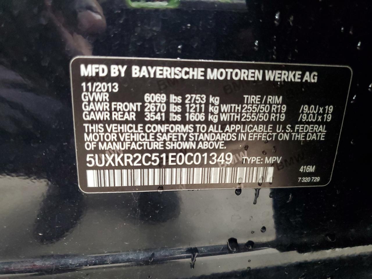 2014 BMW X5 Sdrive35I VIN: 5UXKR2C51E0C01349 Lot: 91715355