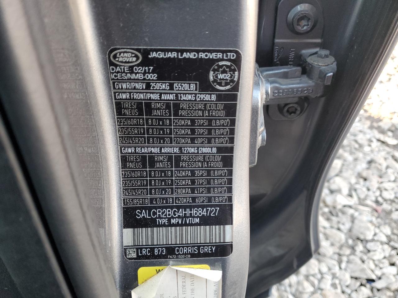 2017 Land Rover Discovery Sport Hse VIN: SALCR2BG4HH684727 Lot: 92839435