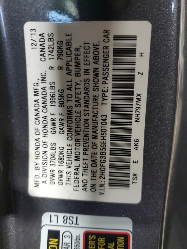 2014 Honda Civic Lx VIN: 2HGFG3B56EH501043 Lot: 93307215