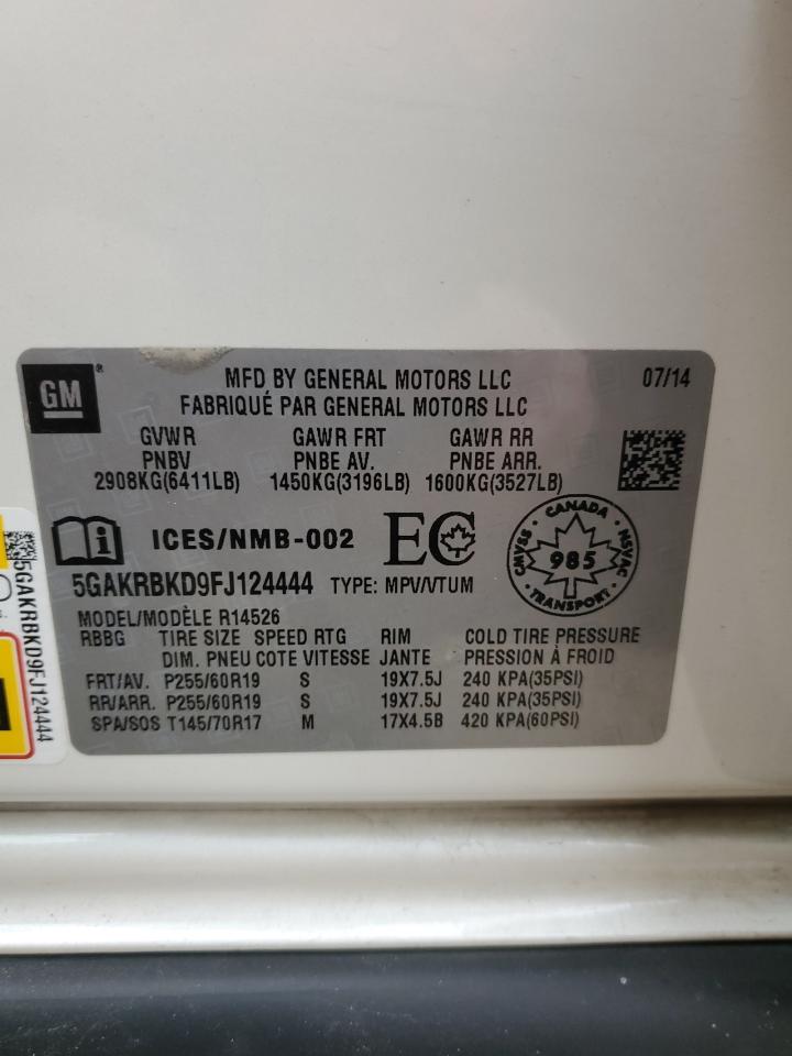 2015 Buick Enclave VIN: 5GAKRBKD9FJ124444 Lot: 93074985