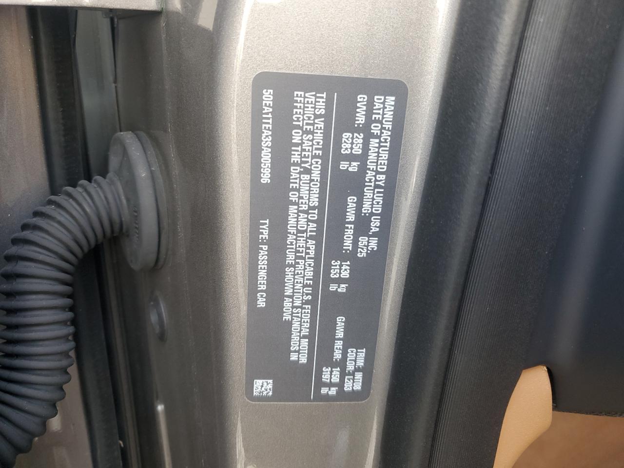 2025 Lucid Motors Air Touring VIN: 50EA1TEA3SA005996 Lot: 93097285