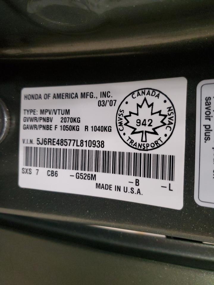 2007 Honda Cr-V Ex VIN: 5J6RE48577L810938 Lot: 92990325