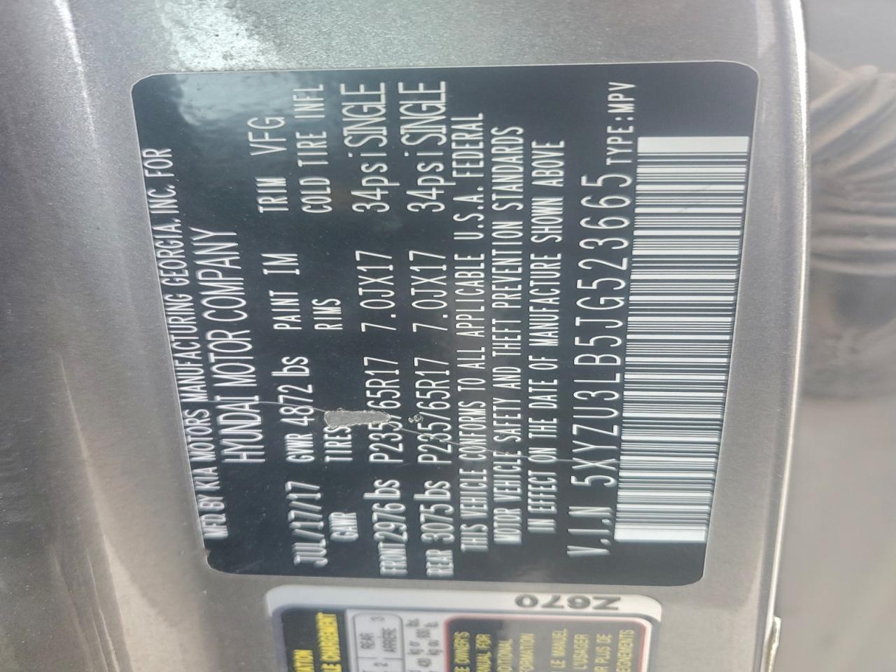 2018 Hyundai Santa Fe Sport VIN: 5XYZU3LB5JG523665 Lot: 94266535