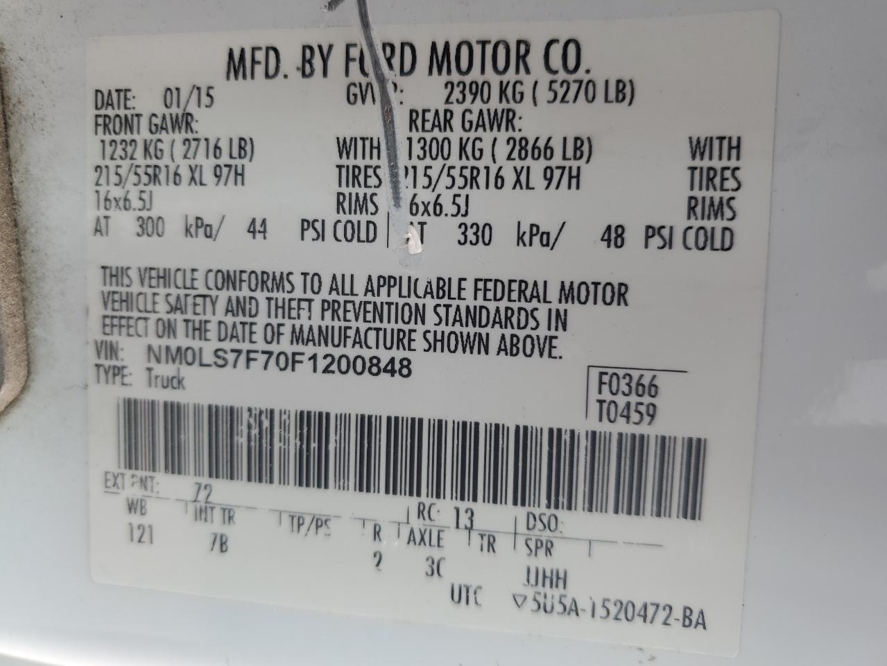 2015 Ford Transit Connect Xlt VIN: NM0LS7F70F1200848 Lot: 93291395