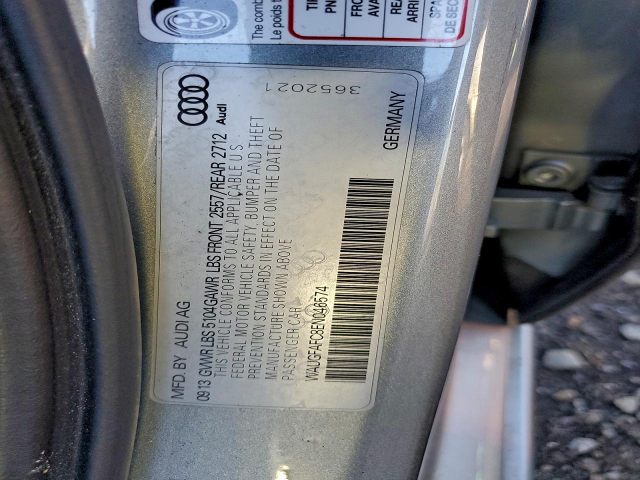 2014 Audi A6 Premium Plus VIN: WAUGFAFC8EN046574 Lot: 93981075