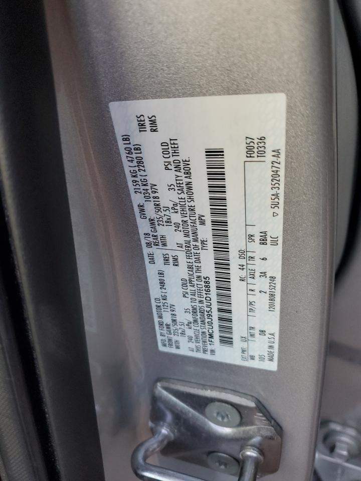 2018 Ford Escape Titanium VIN: 1FMCU0J95JUD16885 Lot: 93704585