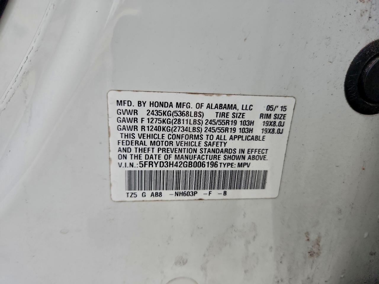 2016 Acura Mdx Technology VIN: 5FRYD3H42GB006196 Lot: 93045995