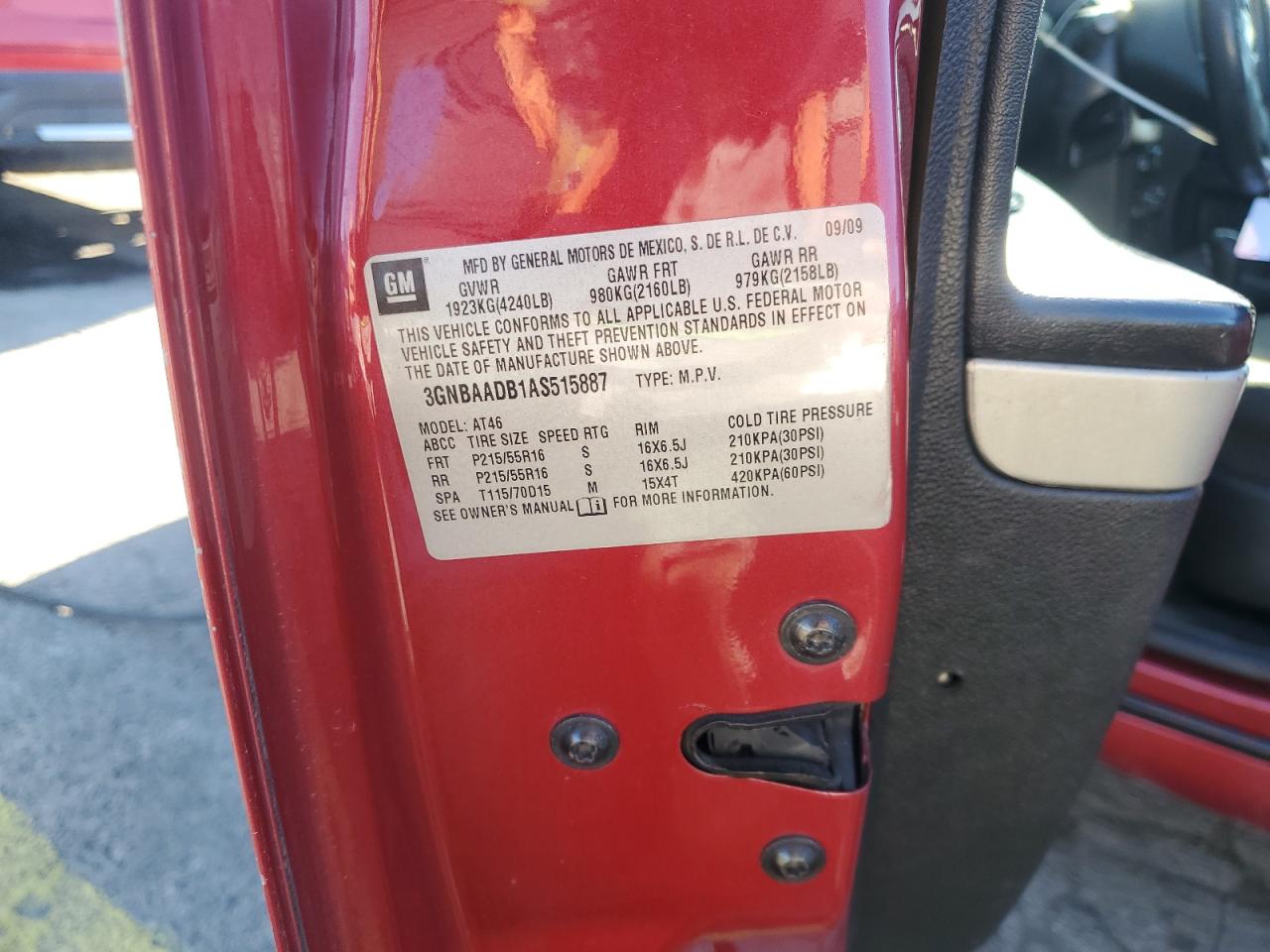 2010 Chevrolet Hhr Ls VIN: 3GNBAADB1AS515887 Lot: 90873215