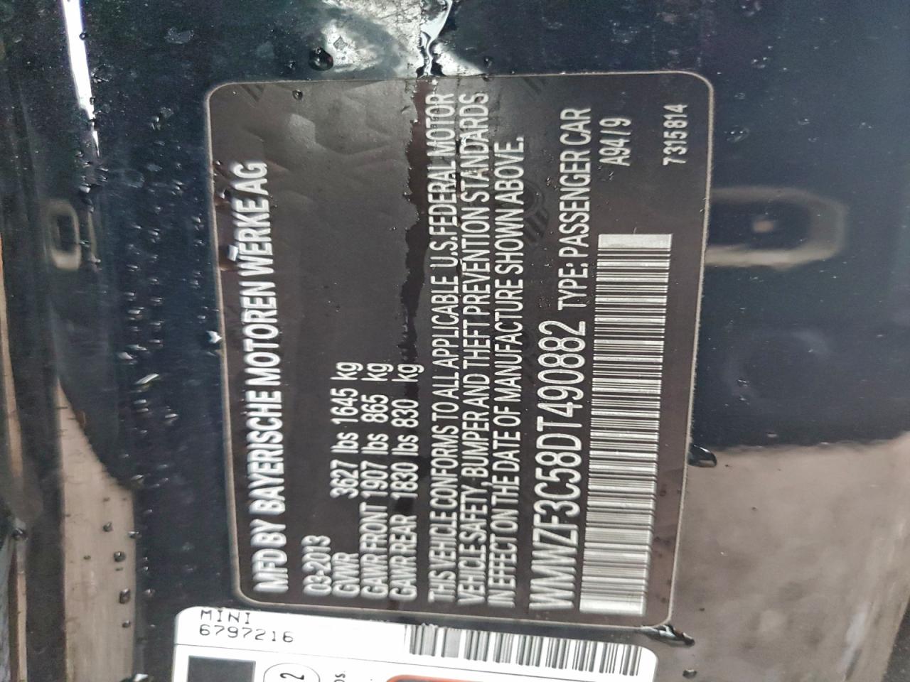 2013 Mini Cooper Clubman VIN: WMWZF3C58DT490882 Lot: 92763165