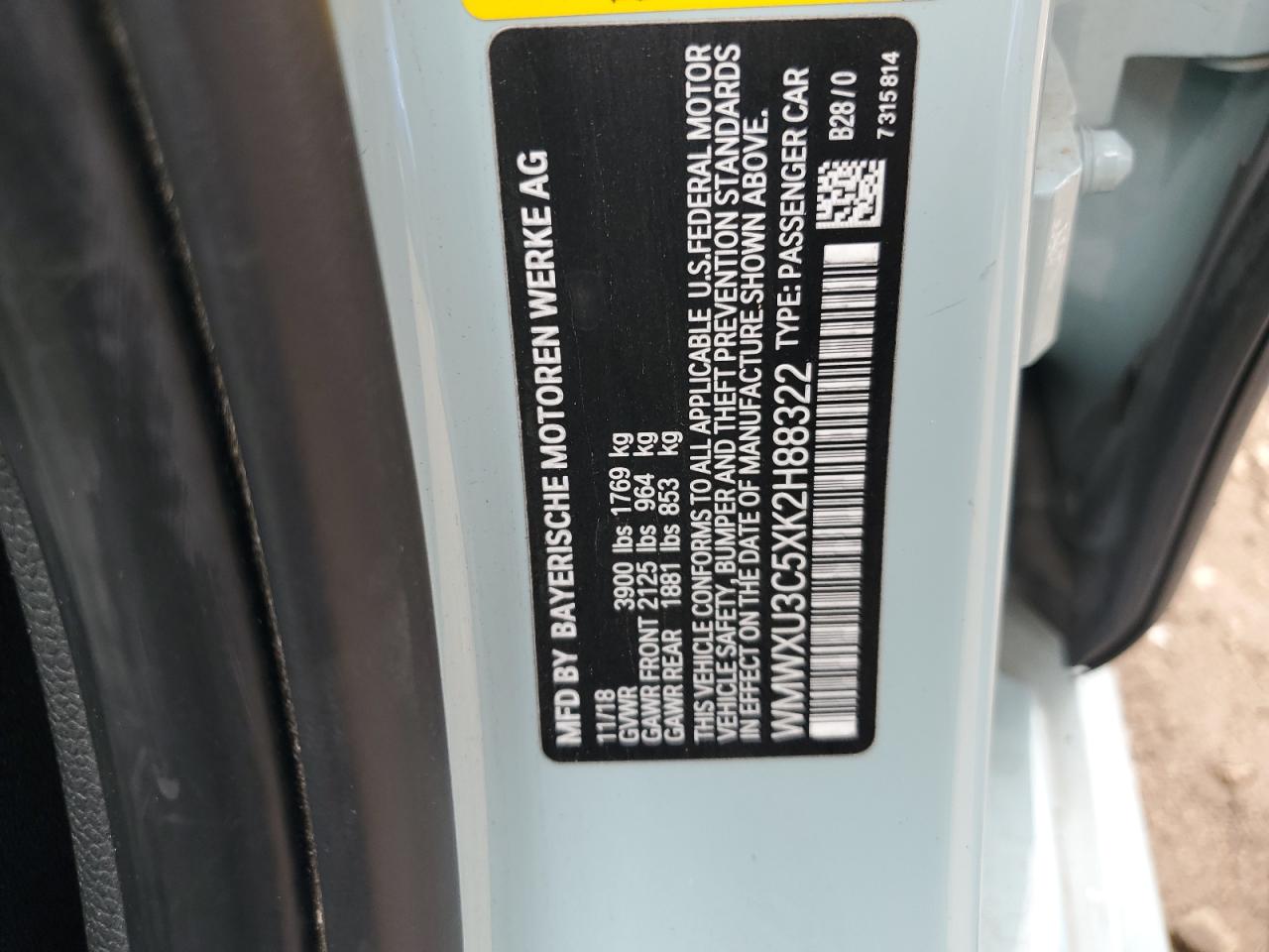 2019 Mini Cooper S VIN: WMWXU3C5XK2H88322 Lot: 93734865