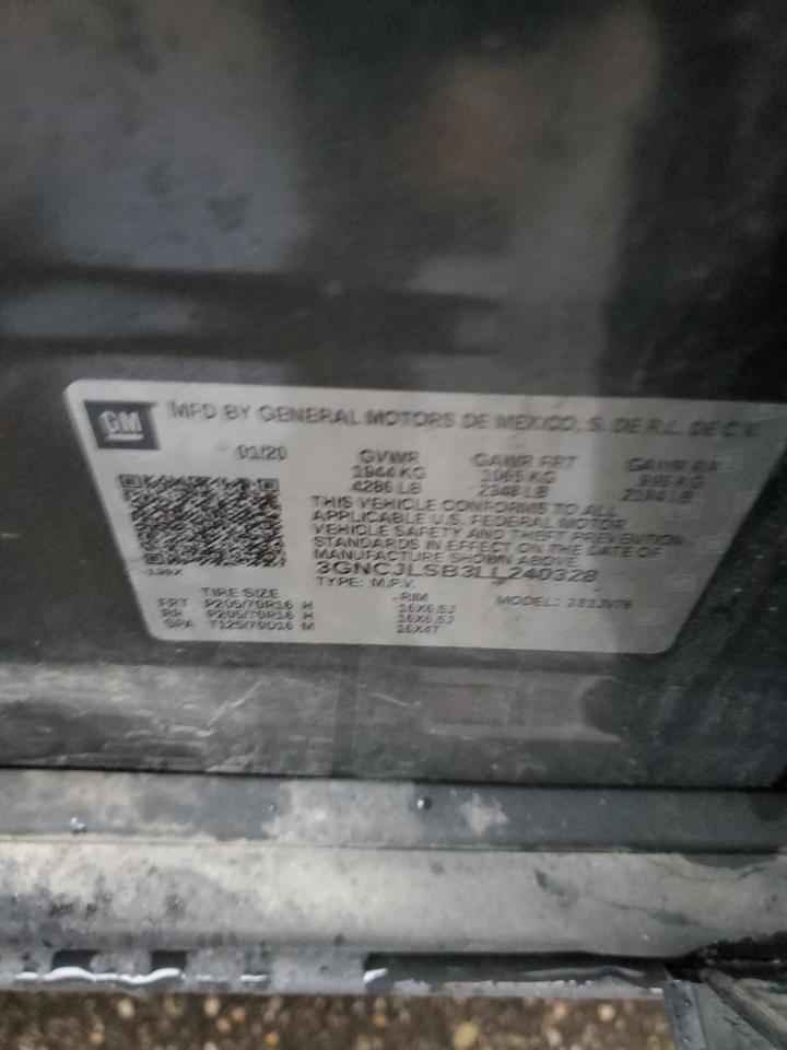 2020 Chevrolet Trax 1Lt VIN: 3GNCJLSB3LL240328 Lot: 92899185