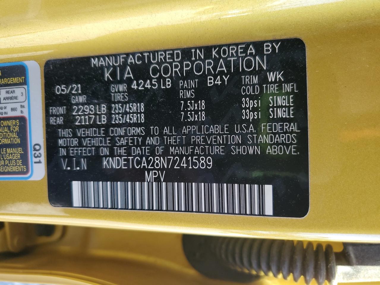 2021 Kia Seltos Sx VIN: KNDETCA28N7241589 Lot: 92487525