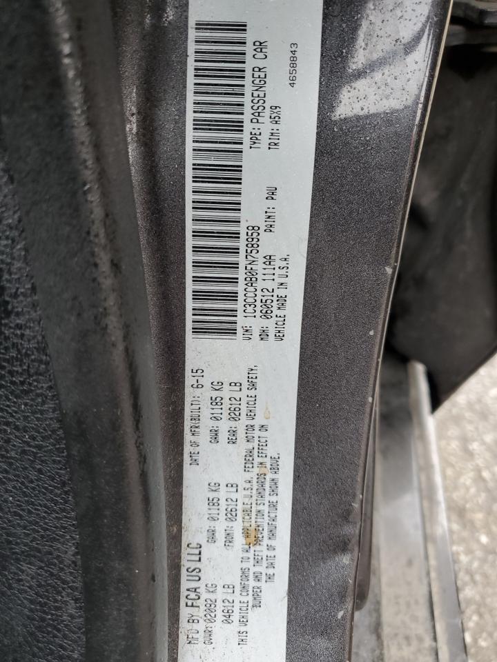 2015 Chrysler 200 Limited VIN: 1C3CCCAB0FN758958 Lot: 91818575